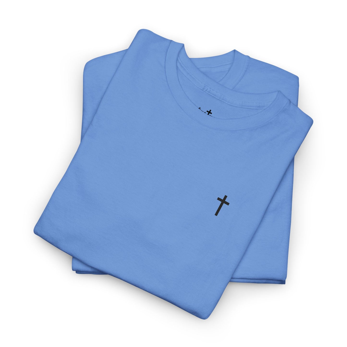 Unisex Heavy Cotton Tee with Black Cross (Embroidered)