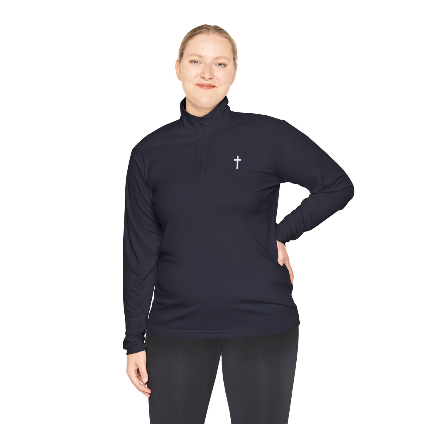 Unisex Quarter-Zip Pullover with White Cross