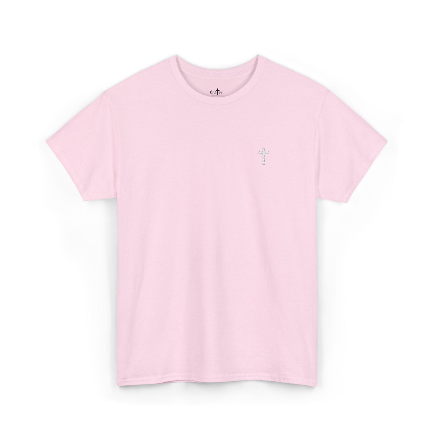 Unisex Heavy Cotton Tee with White Cross (Embroidered)