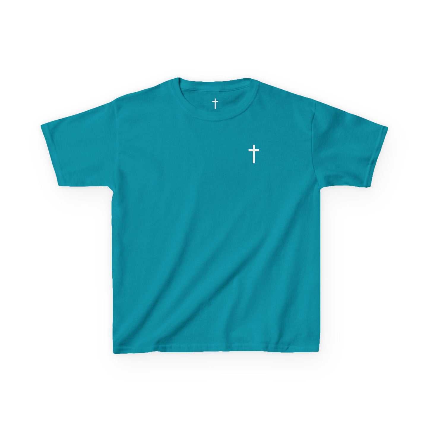 Youth Simple Christian T-Shirt with White Cross (Gildan Product)