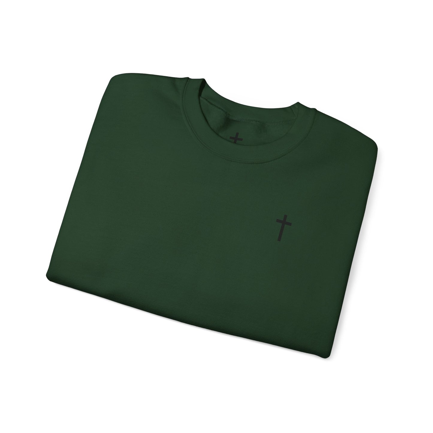 Unisex Simple Christian Heavy Blend Crewneck Sweatshirt with Black Cross (Gildan Product)