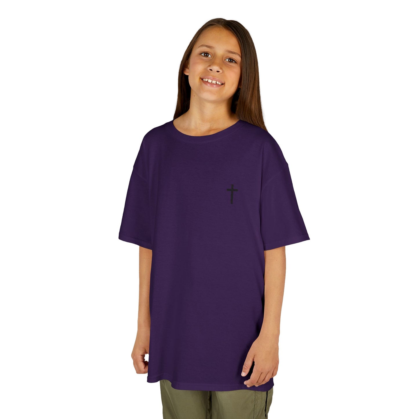 Kids Simple Christian T-Shirt with Black Cross (Gildan Product)