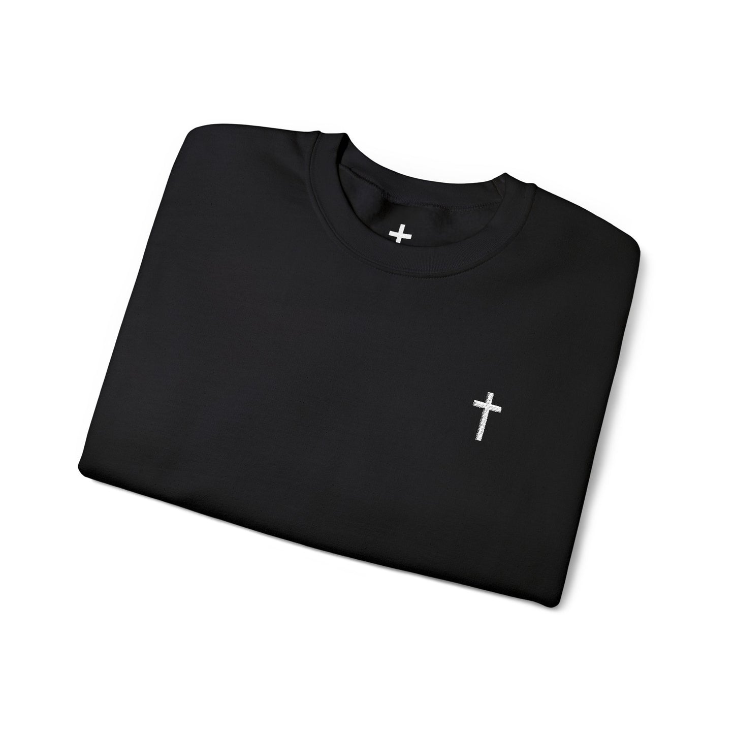 Unisex Heavy Blend™ Crewneck Sweatshirt with Embroidered White Cross