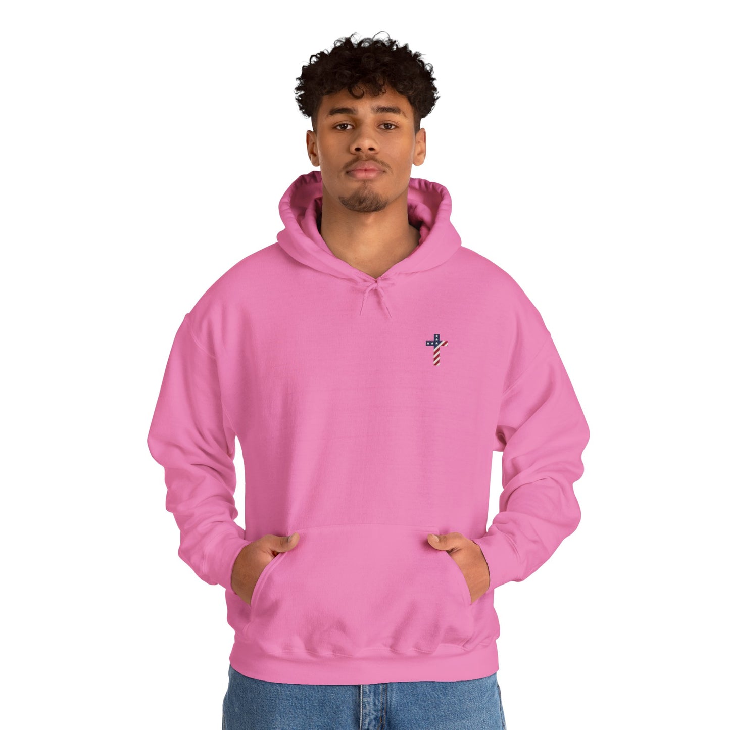 American Flag Cross- Gildan Hooded Sweatshirt