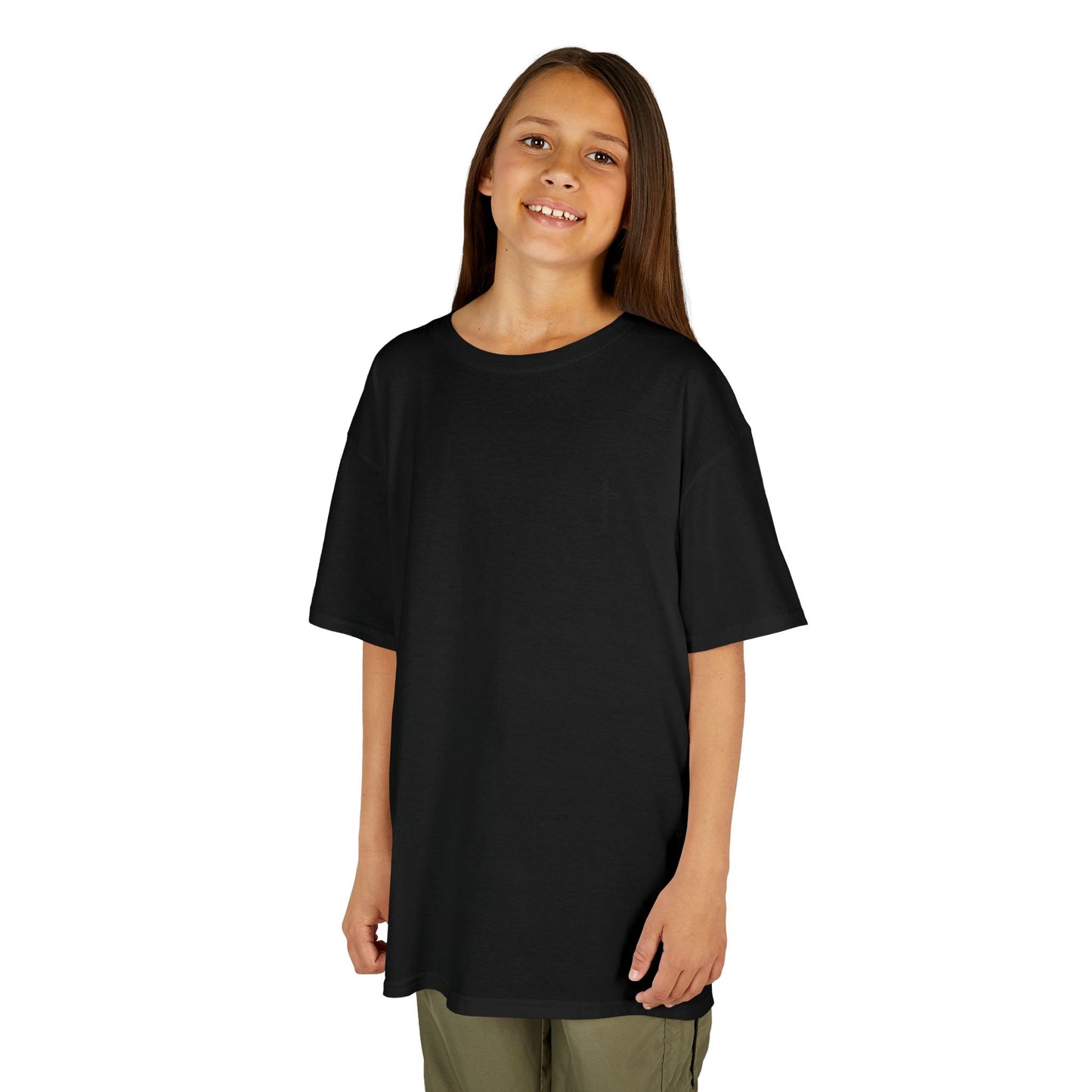 Kids Simple Christian T-Shirt with Black Cross (Gildan Product)