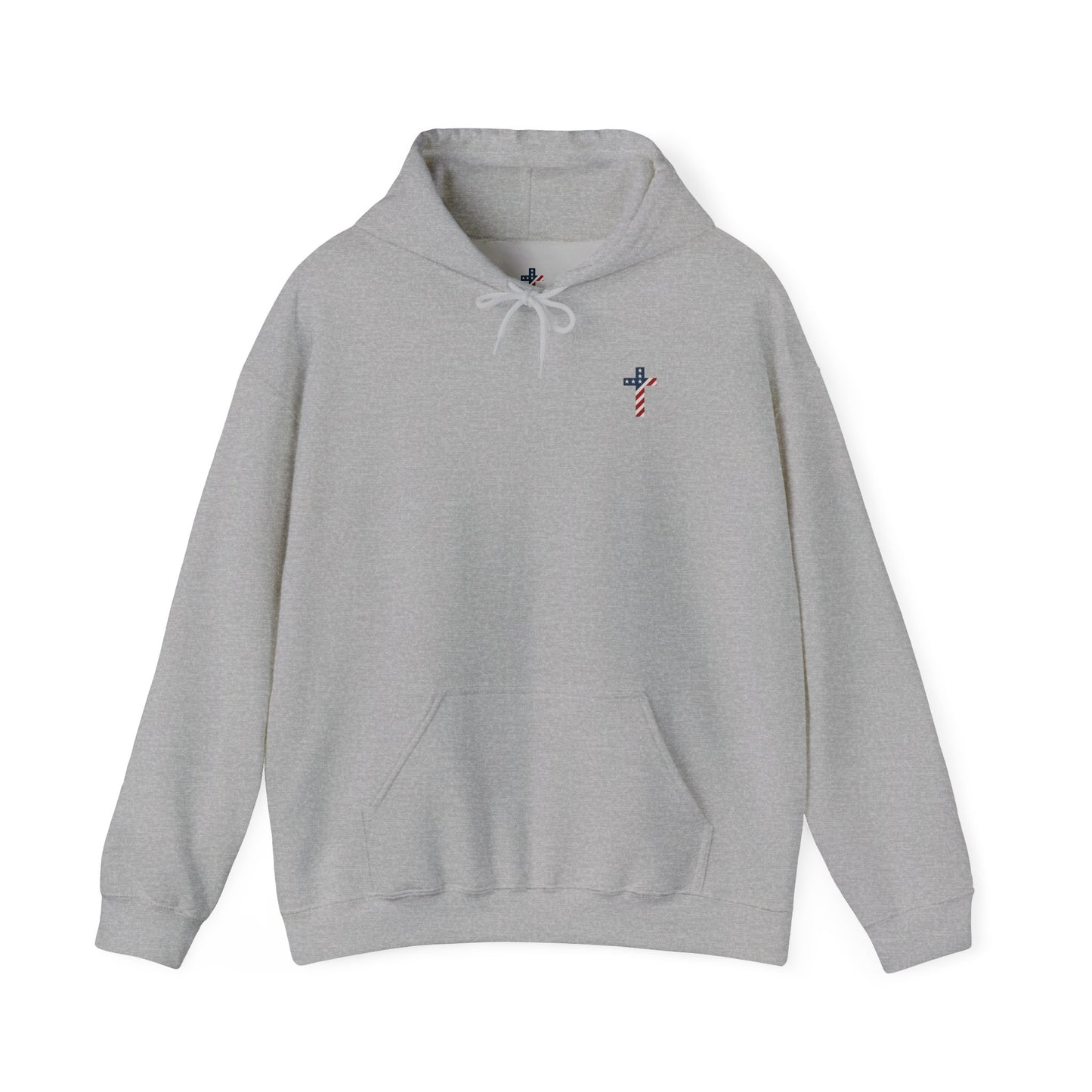 American Flag Cross- Gildan Hooded Sweatshirt