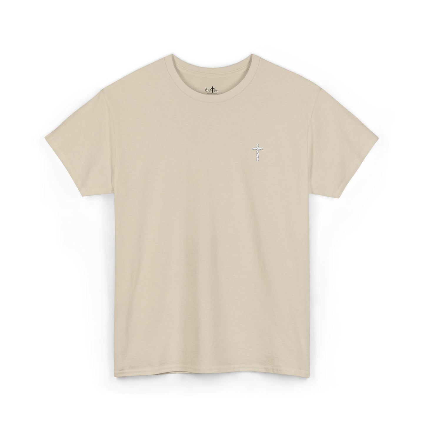 Unisex Heavy Cotton Tee with White Cross (Embroidered)