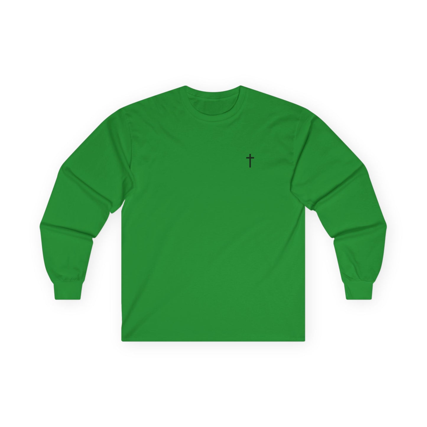 Unisex 100% Cotton Long Sleeve Tee with Black Cross