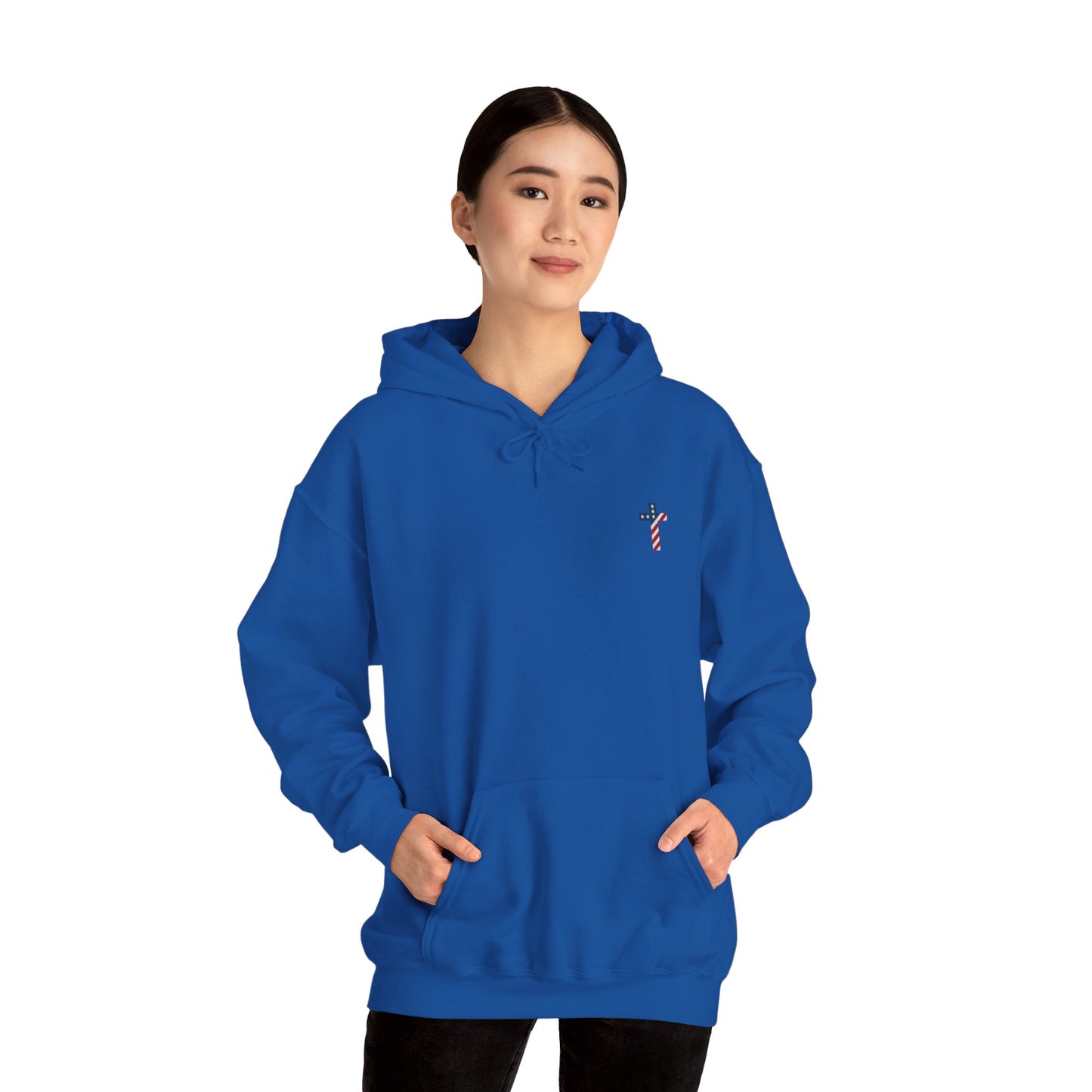 American Flag Cross- Gildan Hooded Sweatshirt