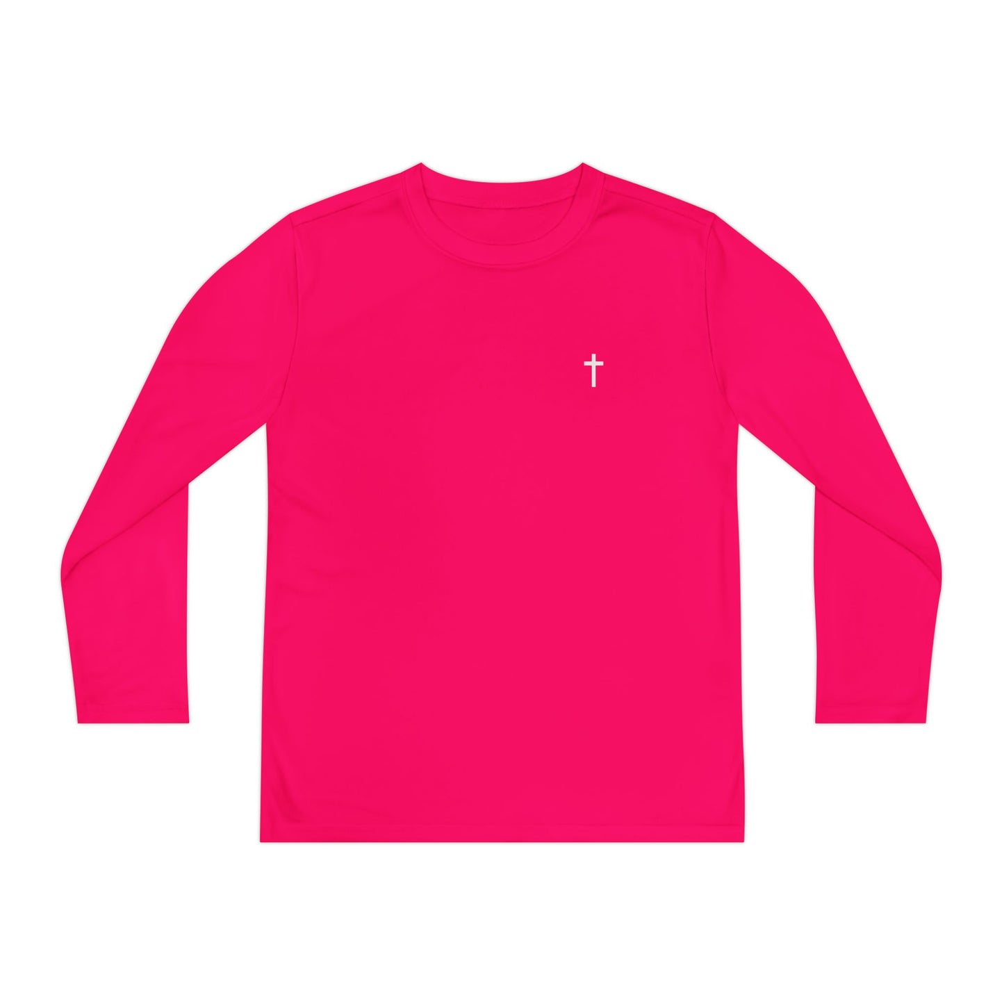 Youth long sleeve Sport-Tek with White Cross