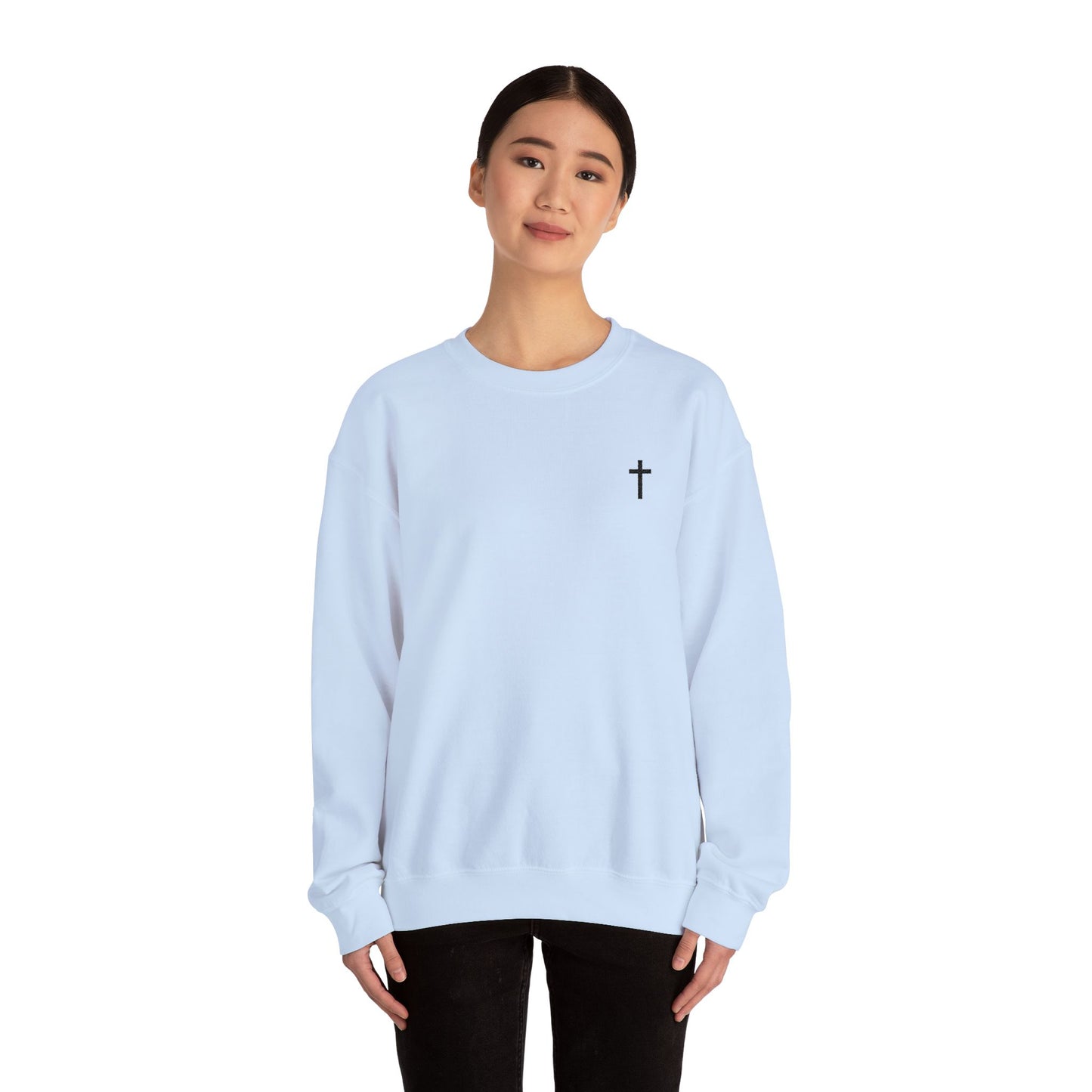 Unisex Heavy Blend™ Crewneck Sweatshirt with Embroidered Black Cross