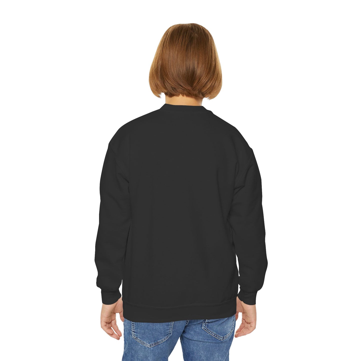 Youth Simple Christian Crewneck Sweatshirt with White Cross (Gildan Product)