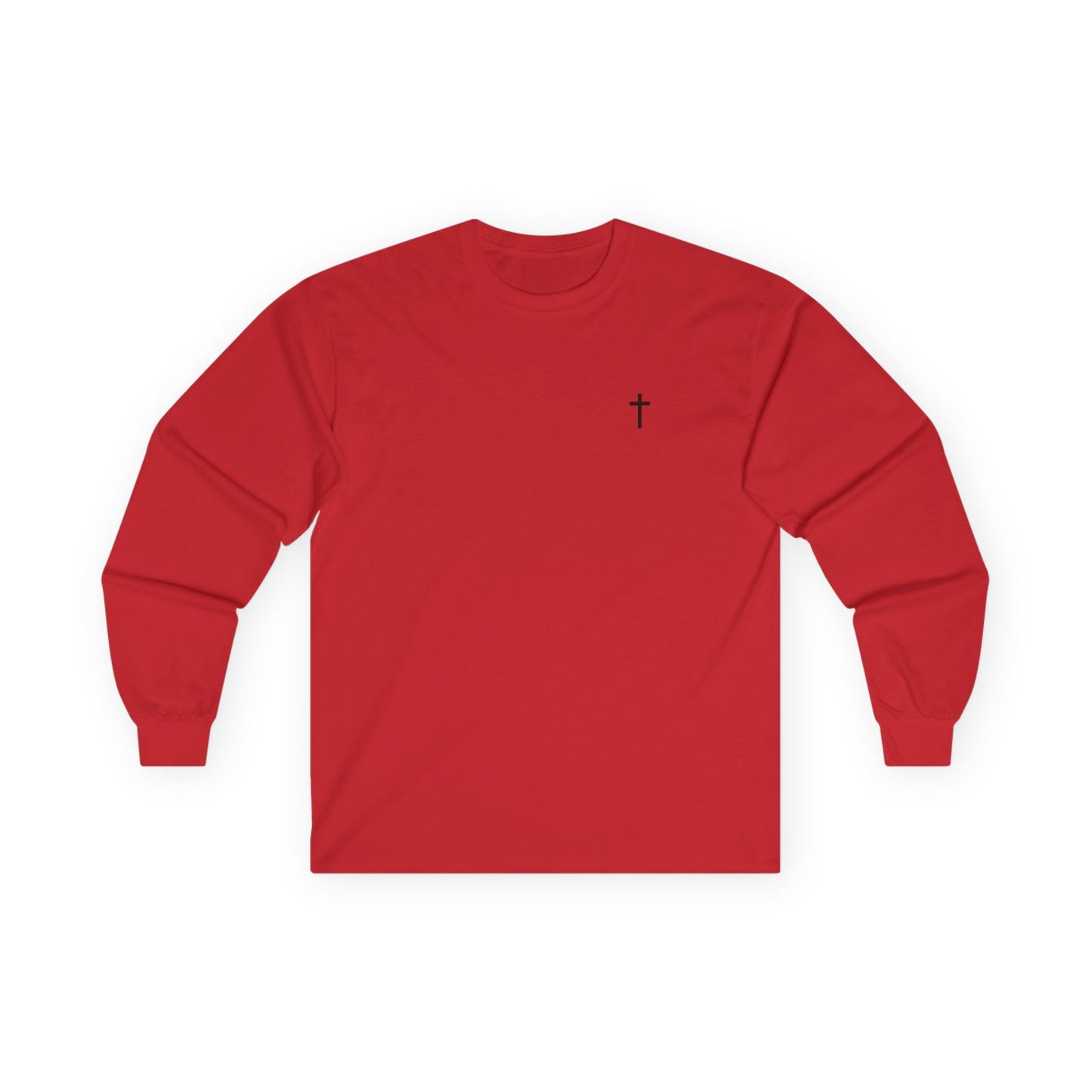 Unisex 100% Cotton Long Sleeve Tee with Black Cross