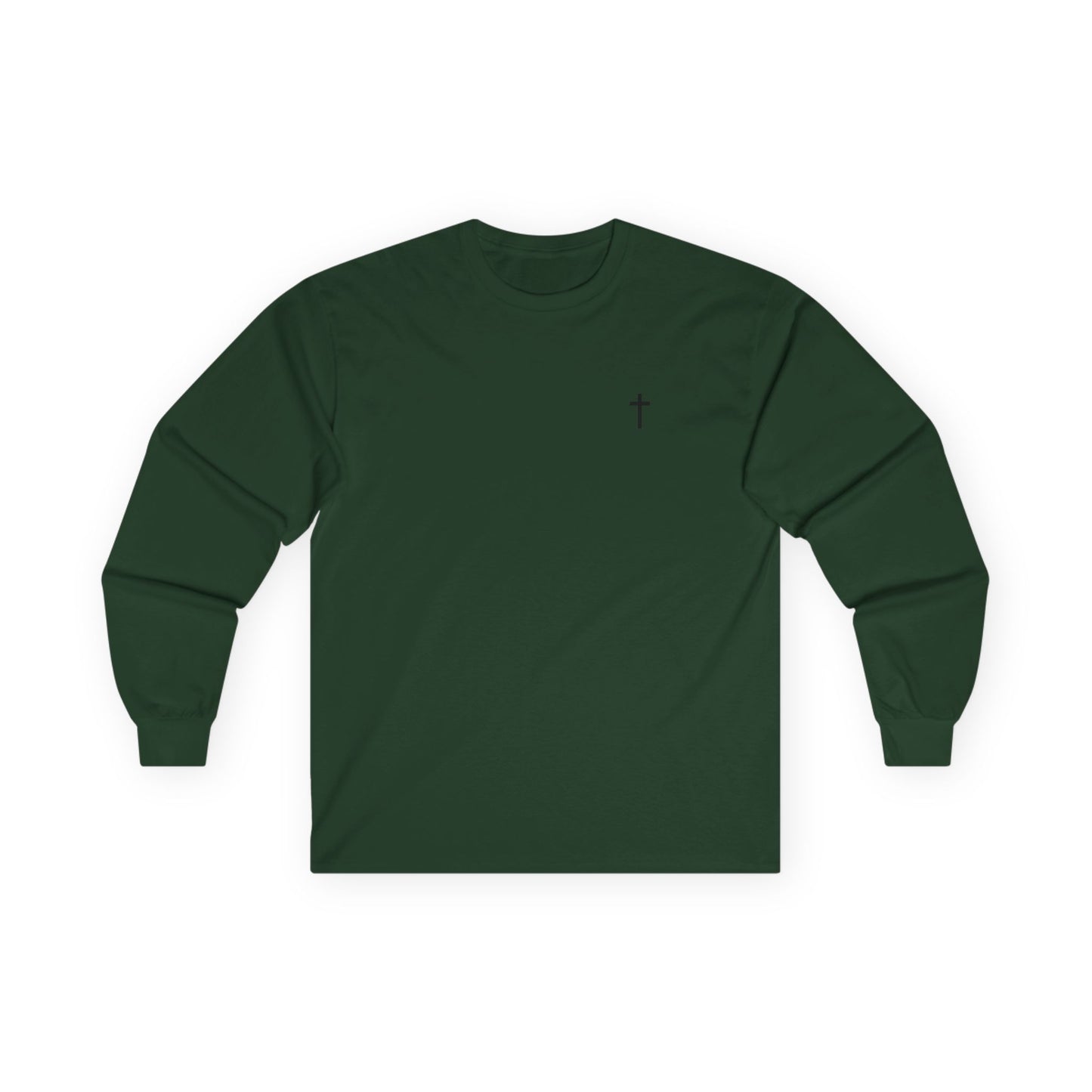 Unisex 100% Cotton Long Sleeve Tee with Black Cross
