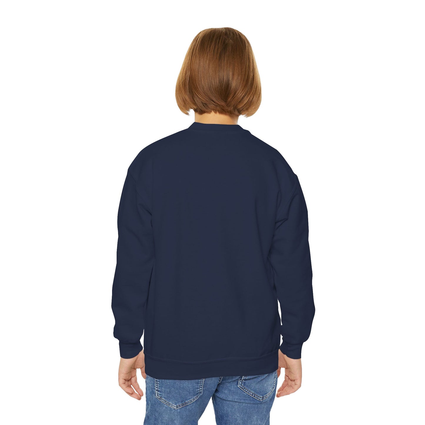 Youth Simple Christian Crewneck Sweatshirt with White Cross (Gildan Product)