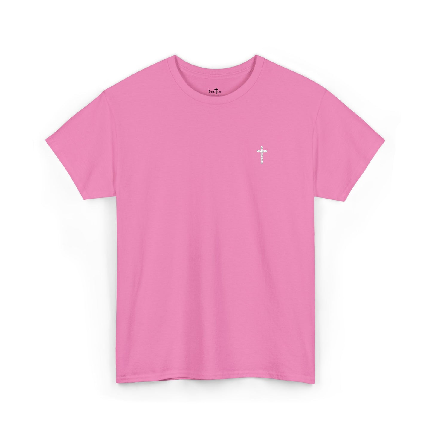 Unisex Heavy Cotton Tee with White Cross (Embroidered)