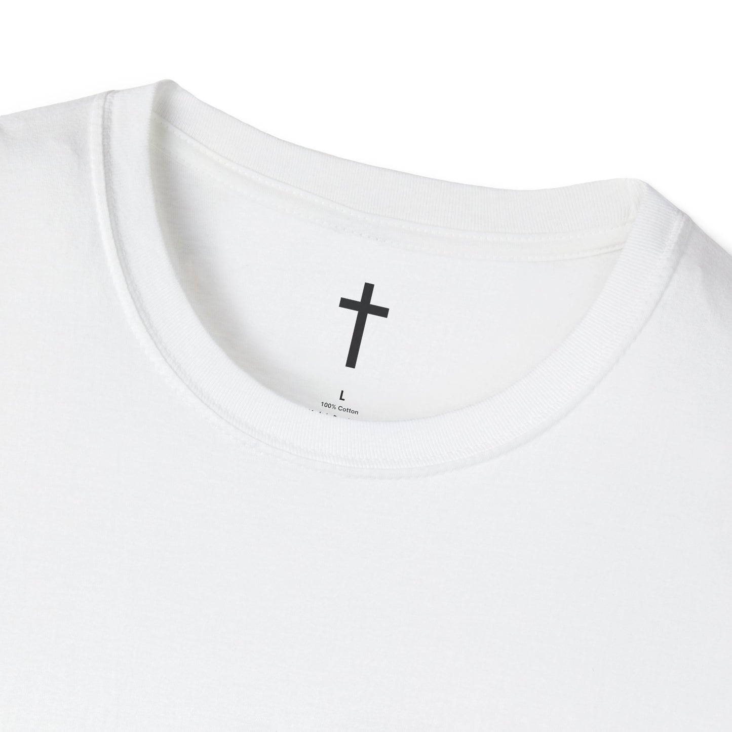 Unisex Christian T-Shirt with Black Cross (Gildan Product)