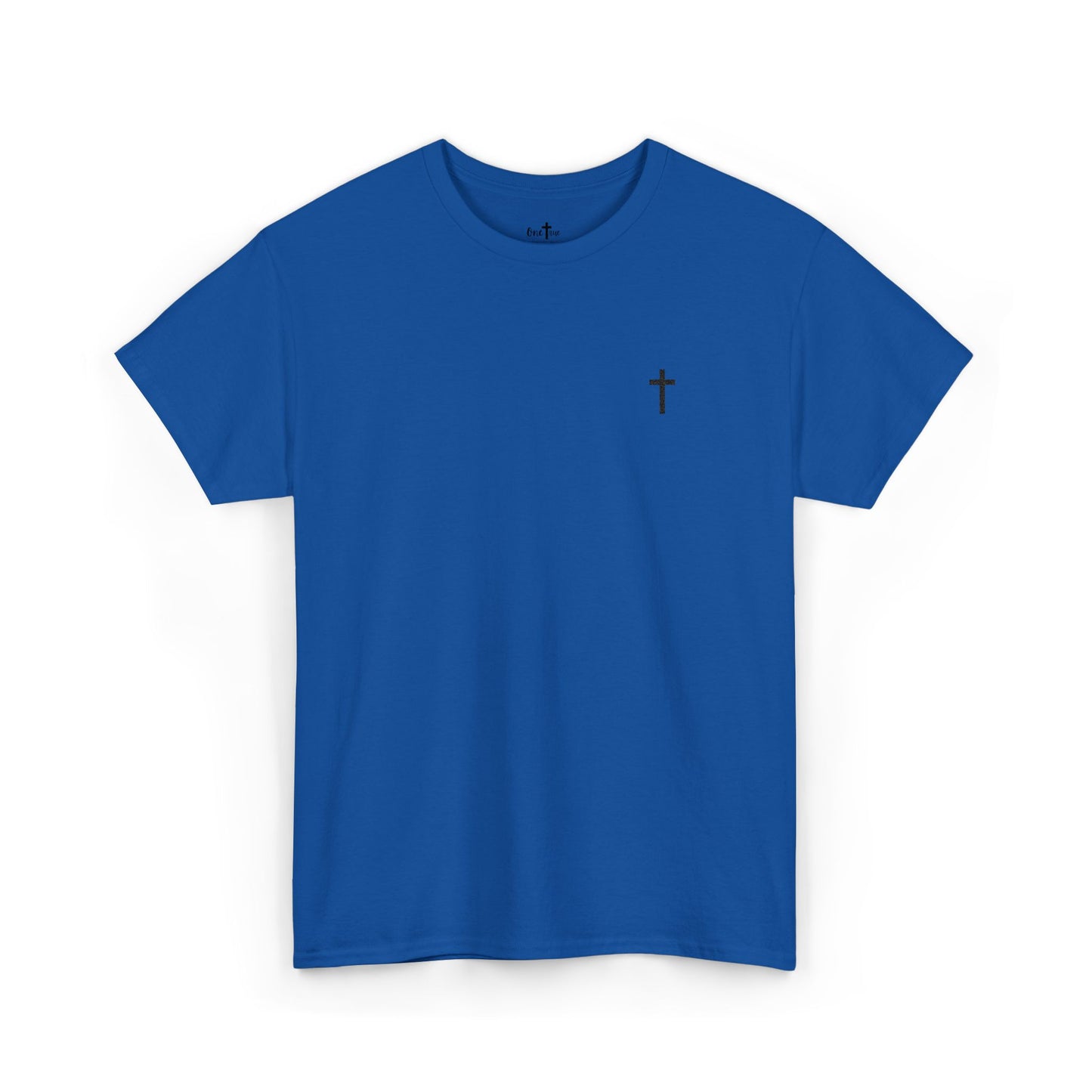 Unisex Heavy Cotton Tee with Black Cross (Embroidered)