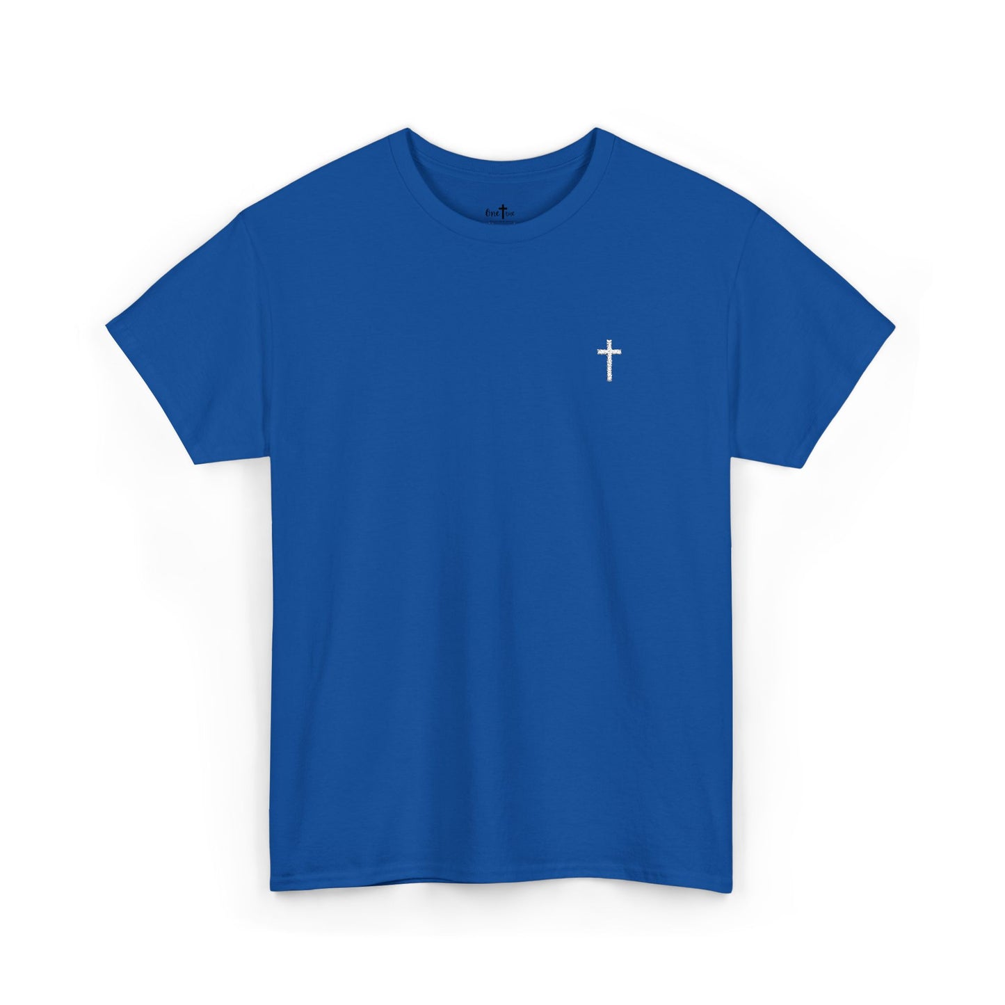 Unisex Heavy Cotton Tee with White Cross (Embroidered)