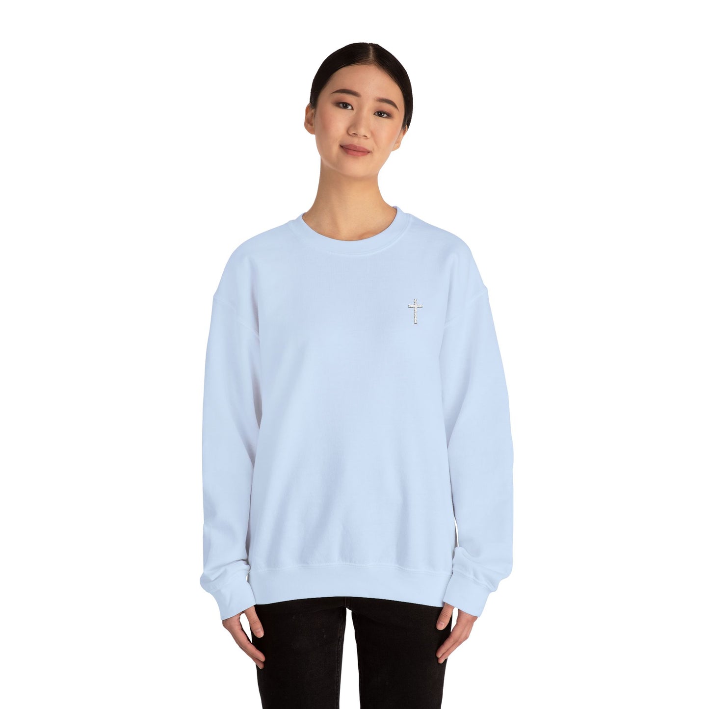 Unisex Heavy Blend™ Crewneck Sweatshirt with Embroidered White Cross