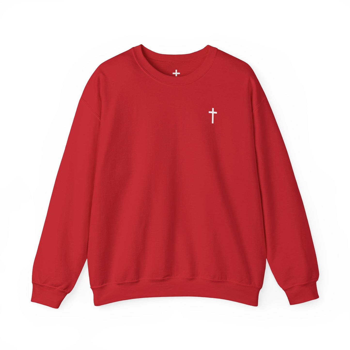Unisex Simple Christian Heavy Blend Crewneck Sweatshirt with White Cross (Gildan Product)