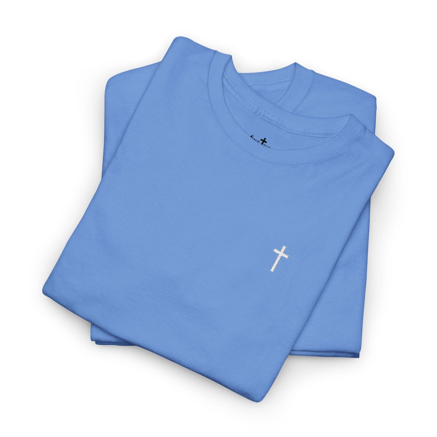 Unisex Heavy Cotton Tee with White Cross (Embroidered)