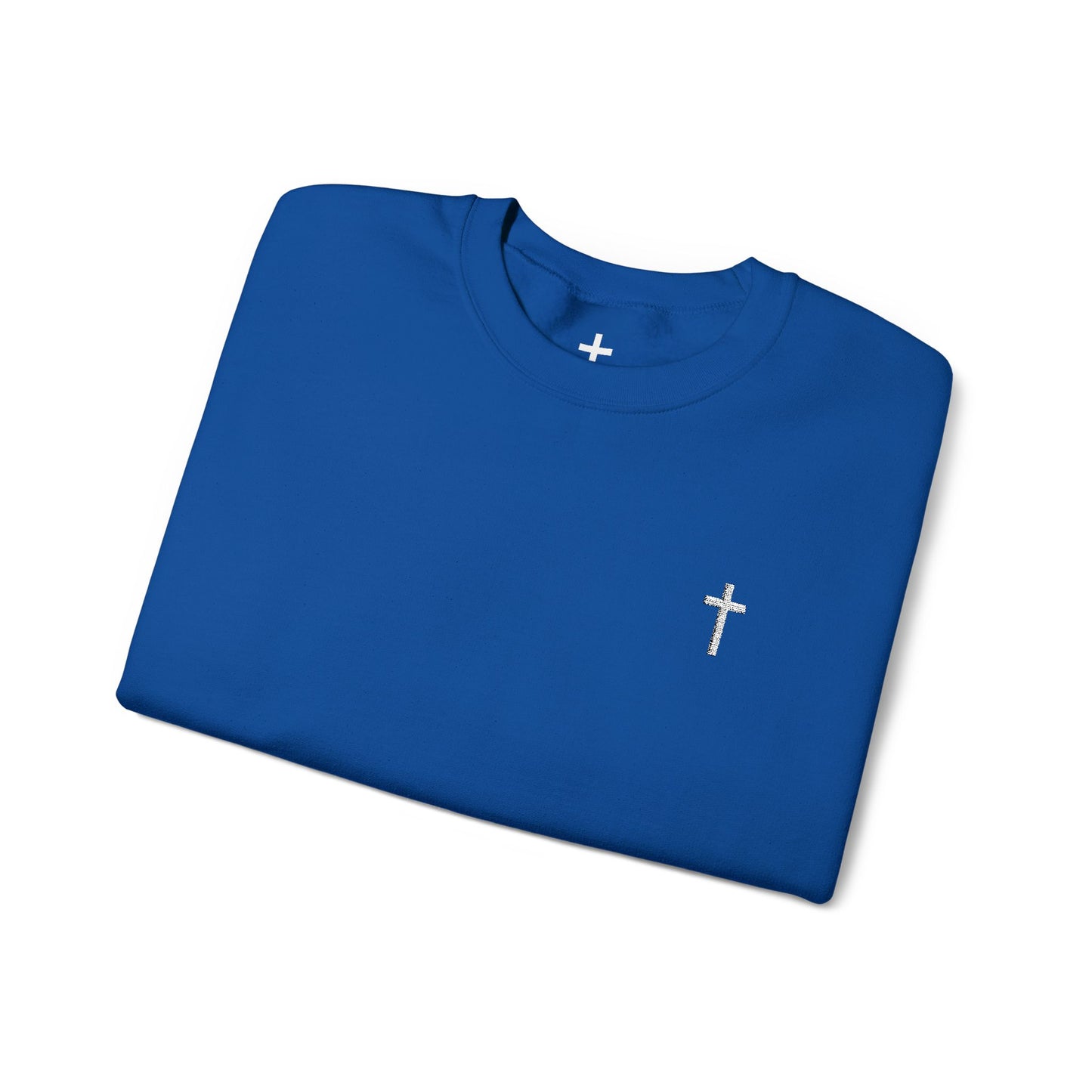 Unisex Heavy Blend™ Crewneck Sweatshirt with Embroidered White Cross