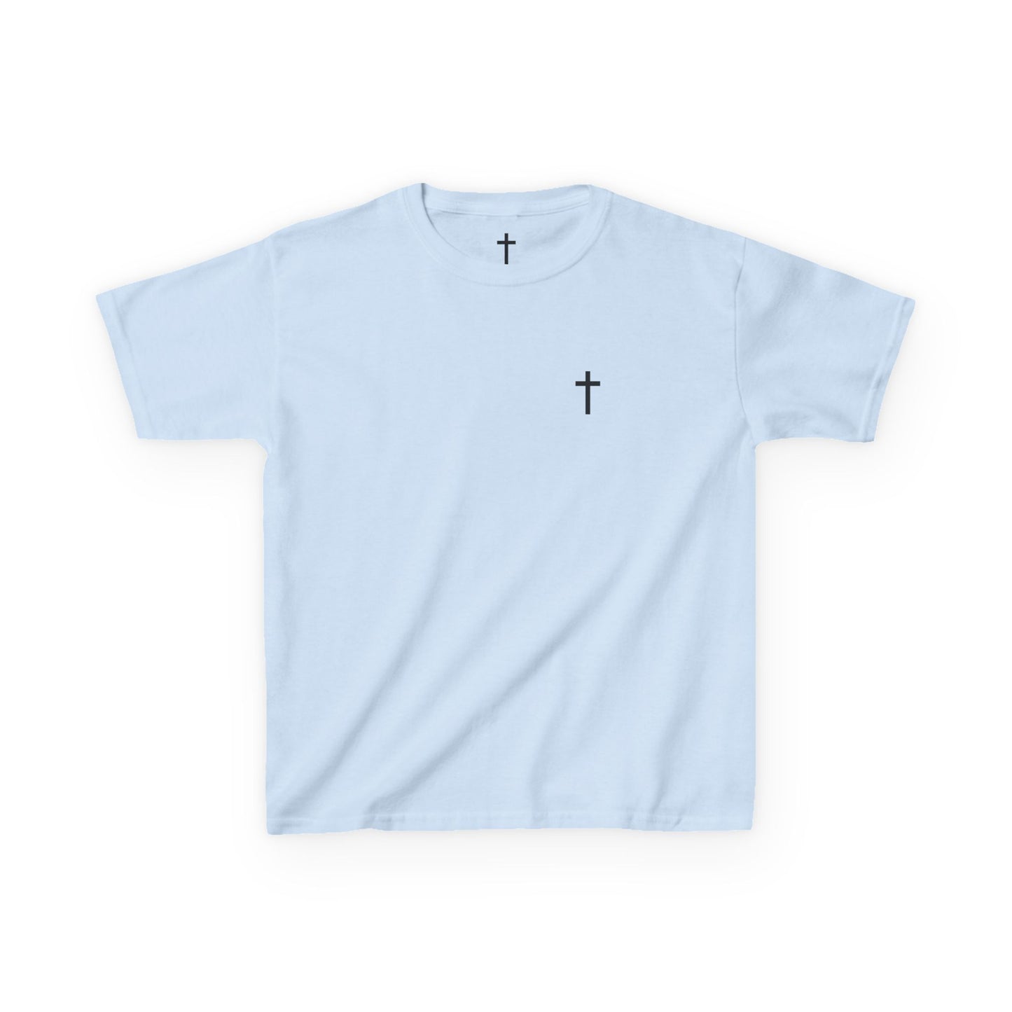 Kids Simple Christian T-Shirt with Black Cross (Gildan Product)