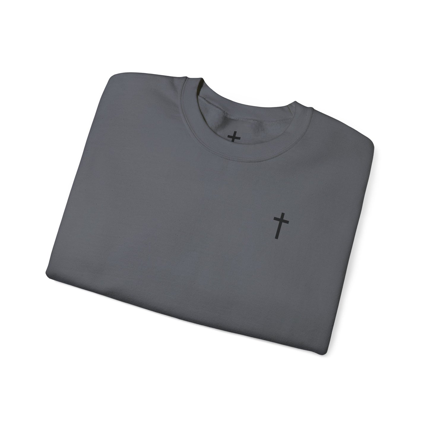 Unisex Simple Christian Heavy Blend Crewneck Sweatshirt with Black Cross (Gildan Product)