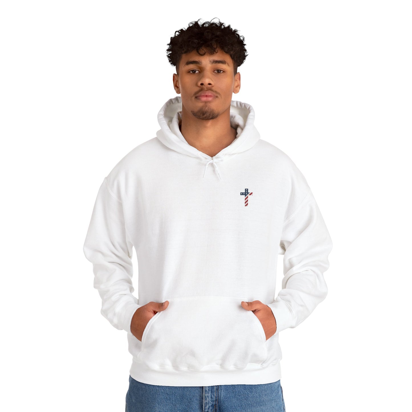 American Flag Cross- Gildan Hooded Sweatshirt