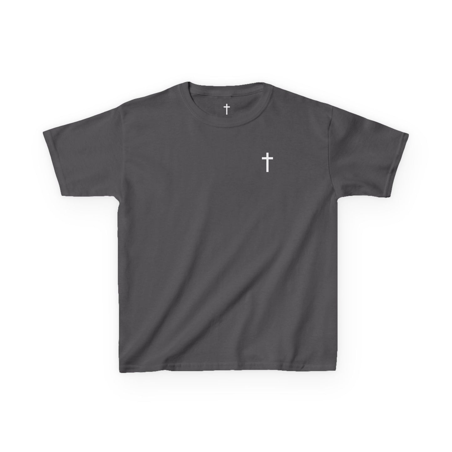 Youth Simple Christian T-Shirt with White Cross (Gildan Product)