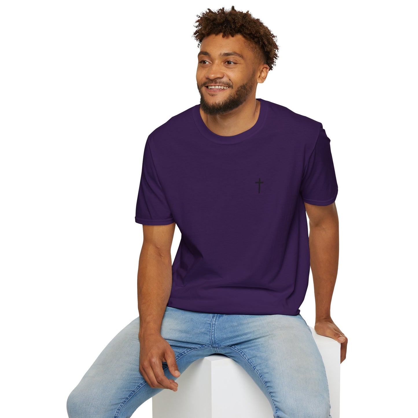 Unisex Christian T-Shirt with Black Cross (Gildan Product)