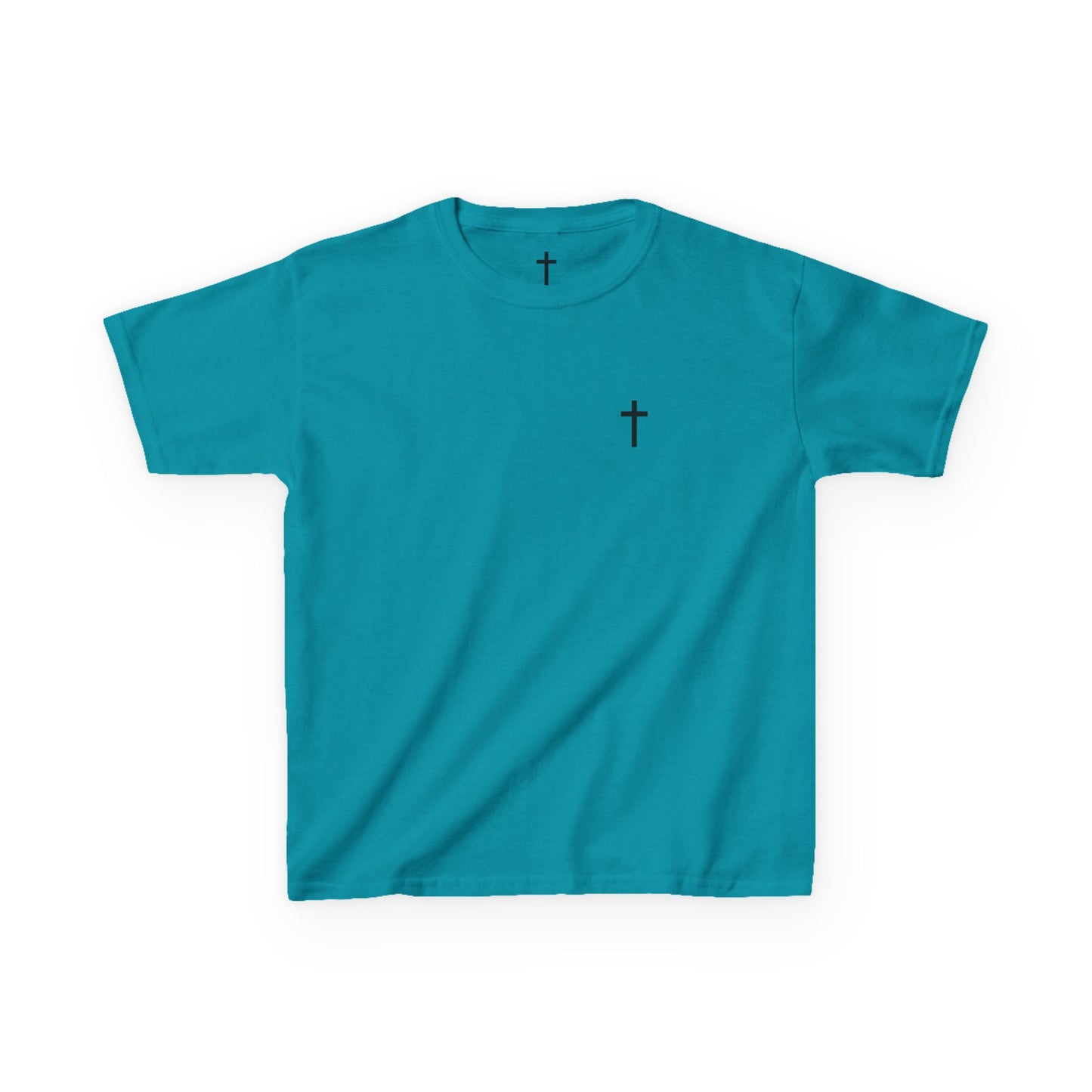 Kids Simple Christian T-Shirt with Black Cross (Gildan Product)