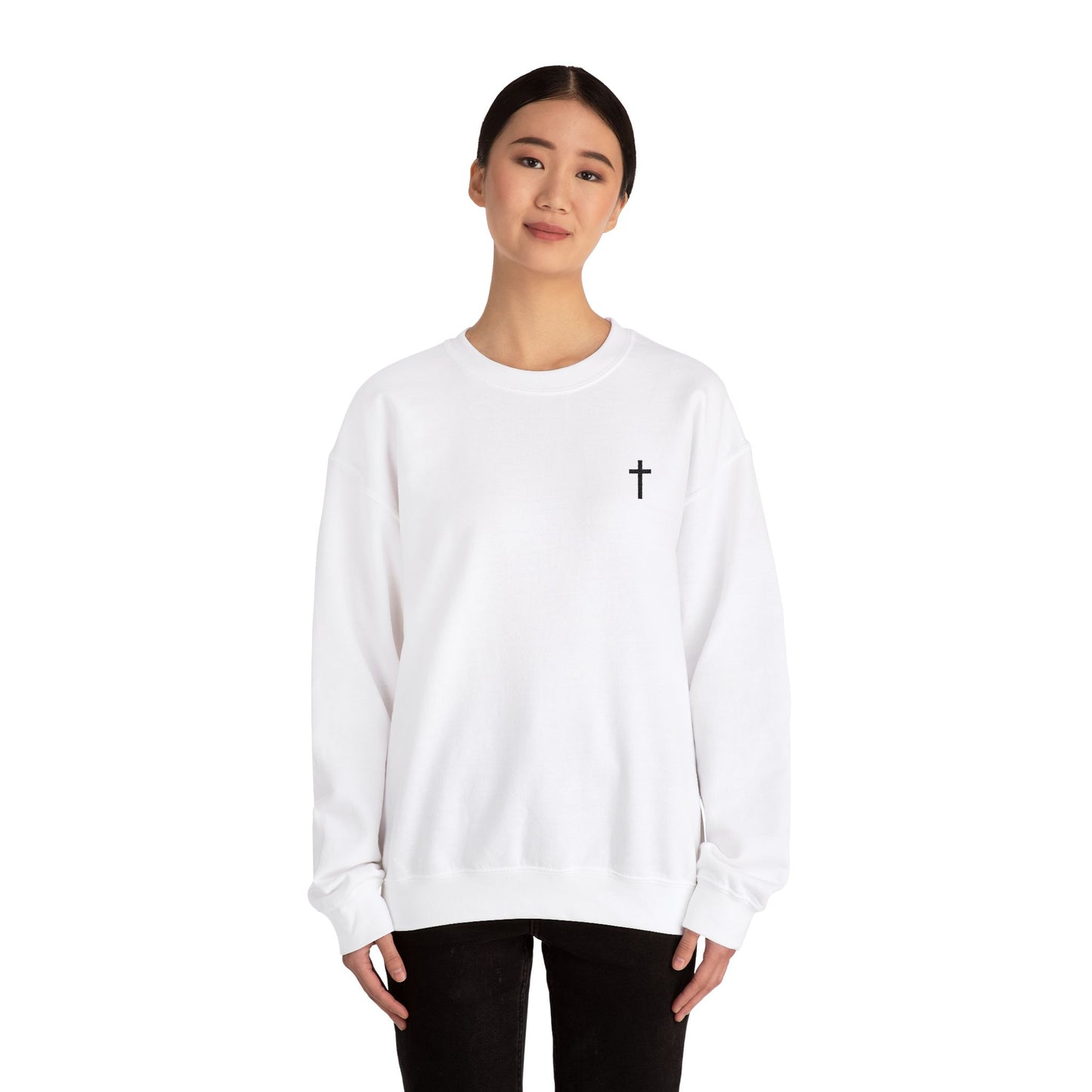 Unisex Heavy Blend™ Crewneck Sweatshirt with Embroidered Black Cross
