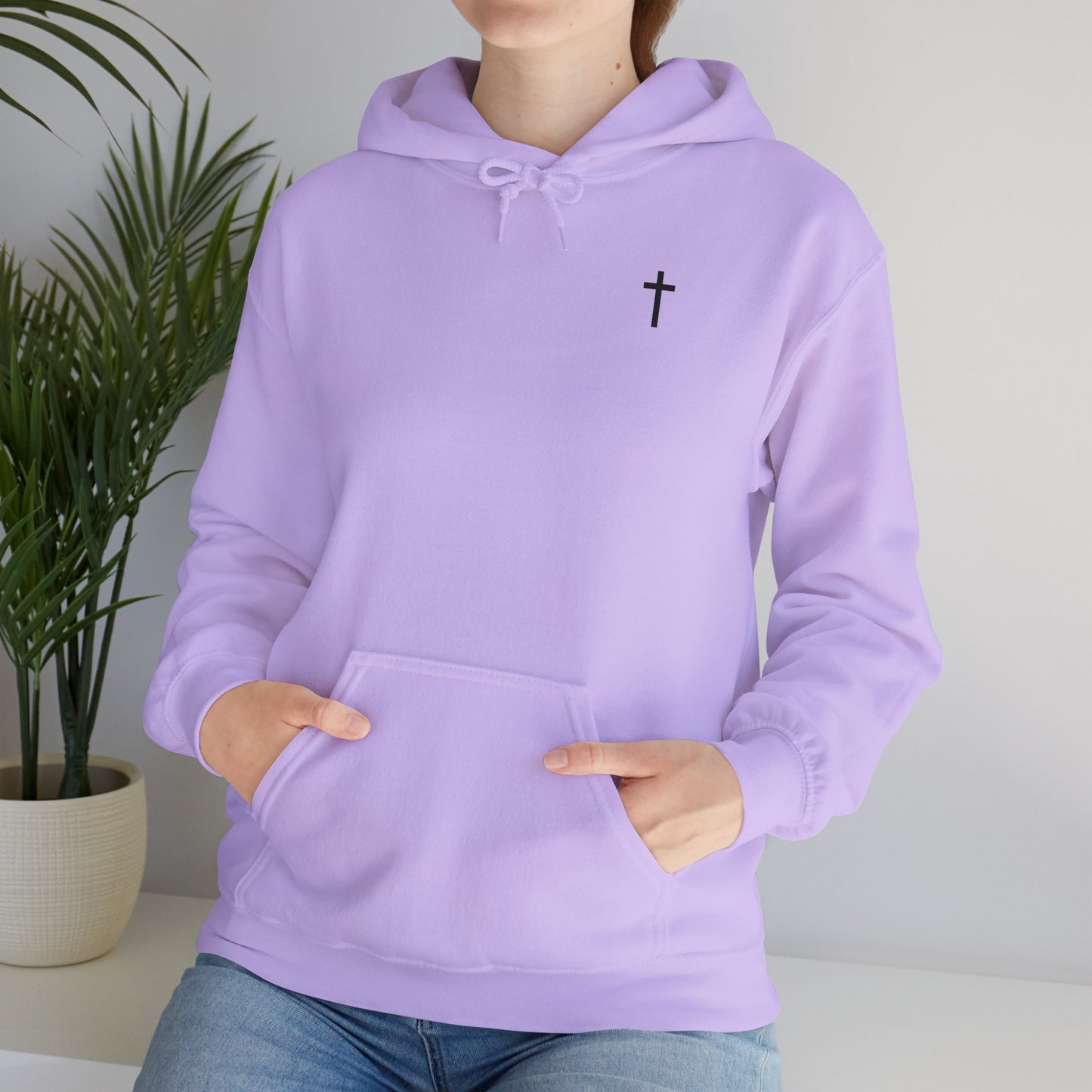 Unisex Christian Hooded Sweatshirt with Black Cross (Gildan Product)