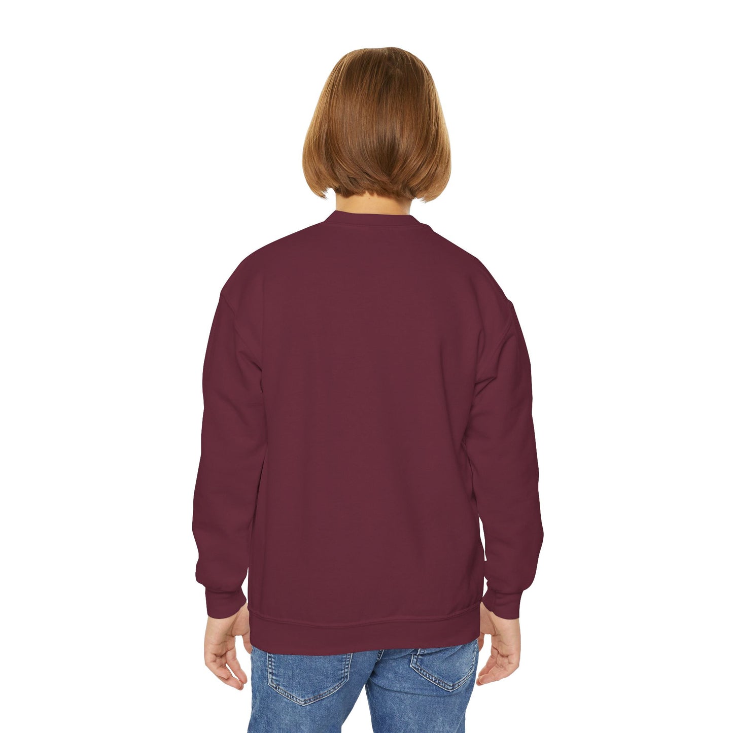 Youth Simple Christian Crewneck Sweatshirt with White Cross (Gildan Product)