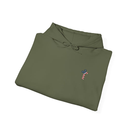 American Flag Cross- Gildan Hooded Sweatshirt