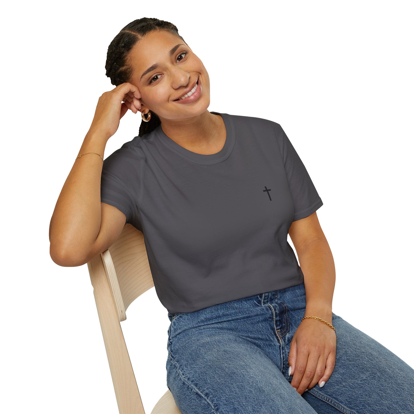 Unisex Christian T-Shirt with Black Cross (Gildan Product)