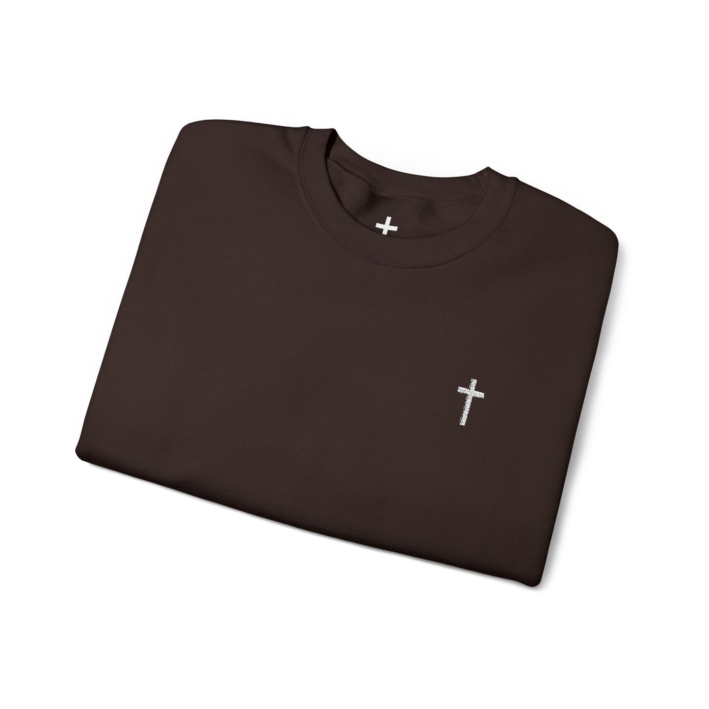 Unisex Heavy Blend™ Crewneck Sweatshirt with Embroidered White Cross