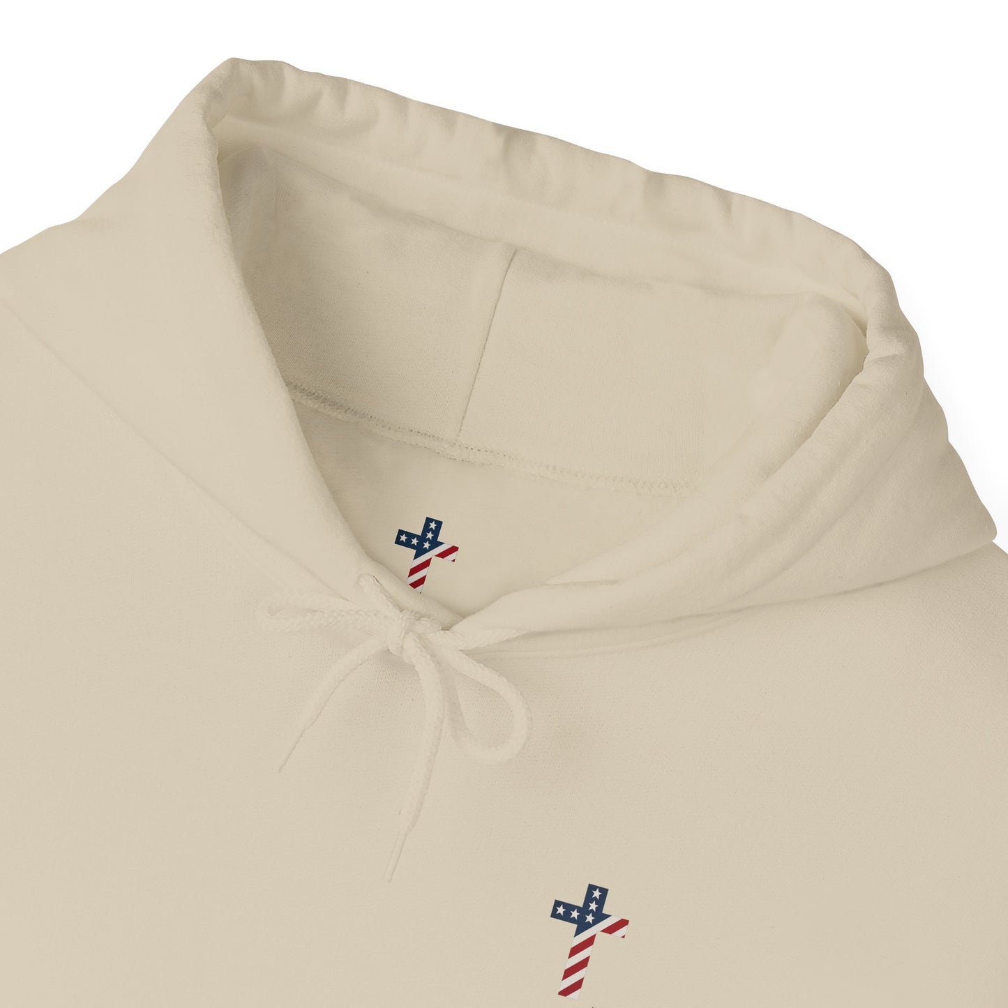 American Flag Cross- Gildan Hooded Sweatshirt