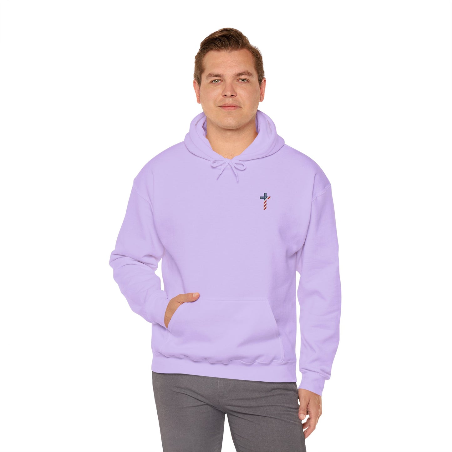American Flag Cross- Gildan Hooded Sweatshirt