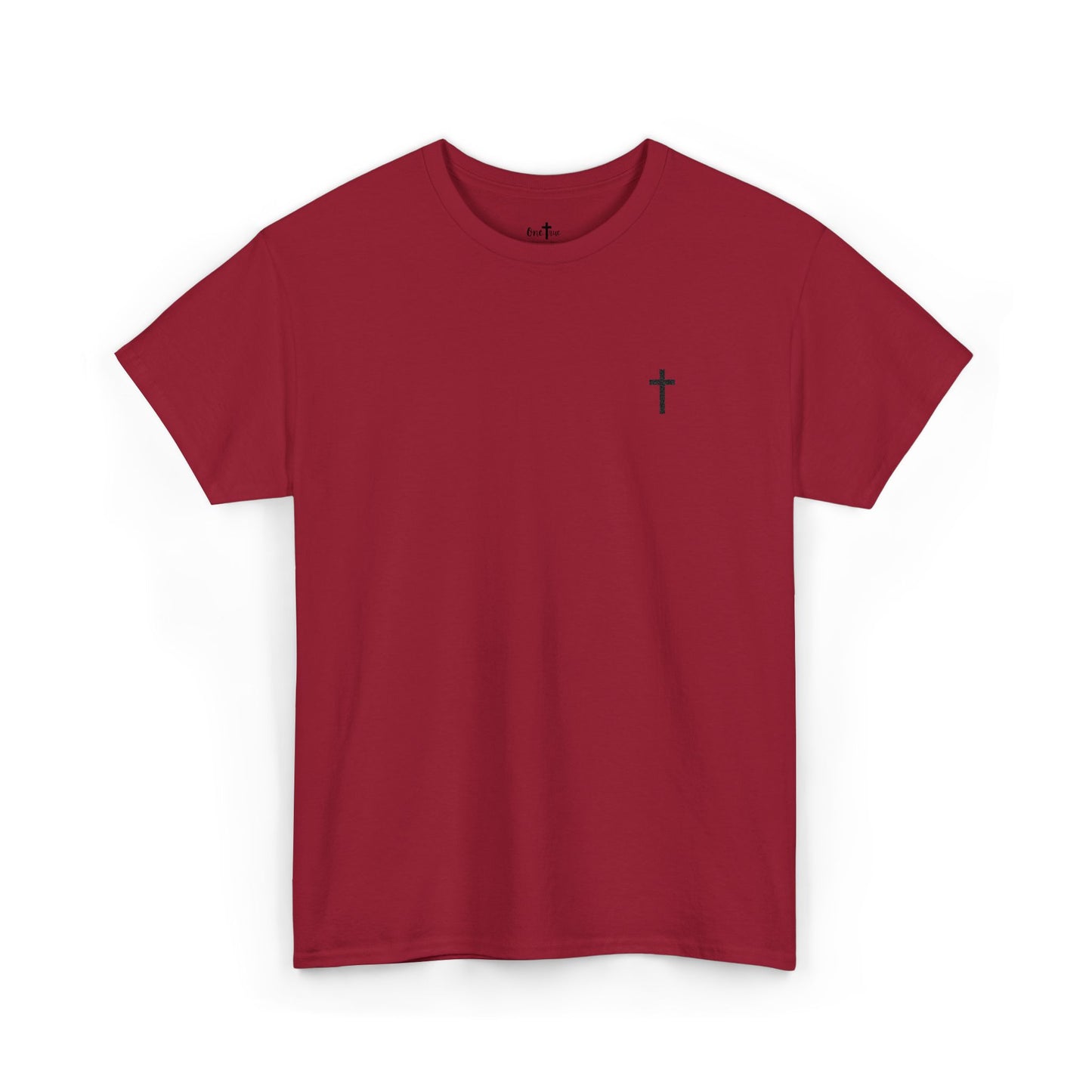 Unisex Heavy Cotton Tee with Black Cross (Embroidered)