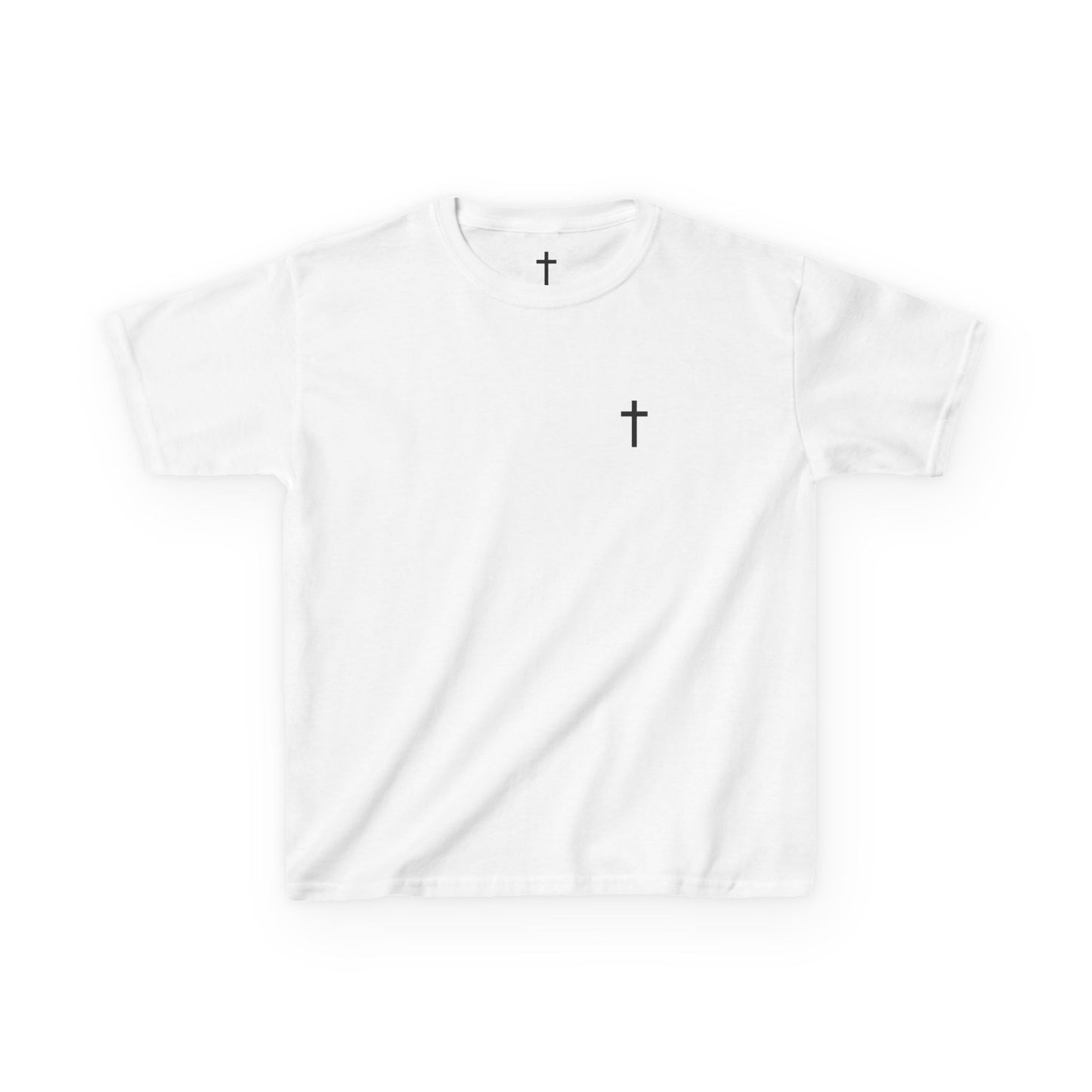 Kids Simple Christian T-Shirt with Black Cross (Gildan Product)