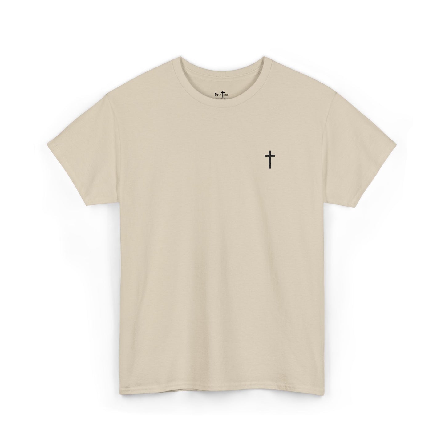 Unisex Heavy Cotton Tee with Black Cross (Embroidered)