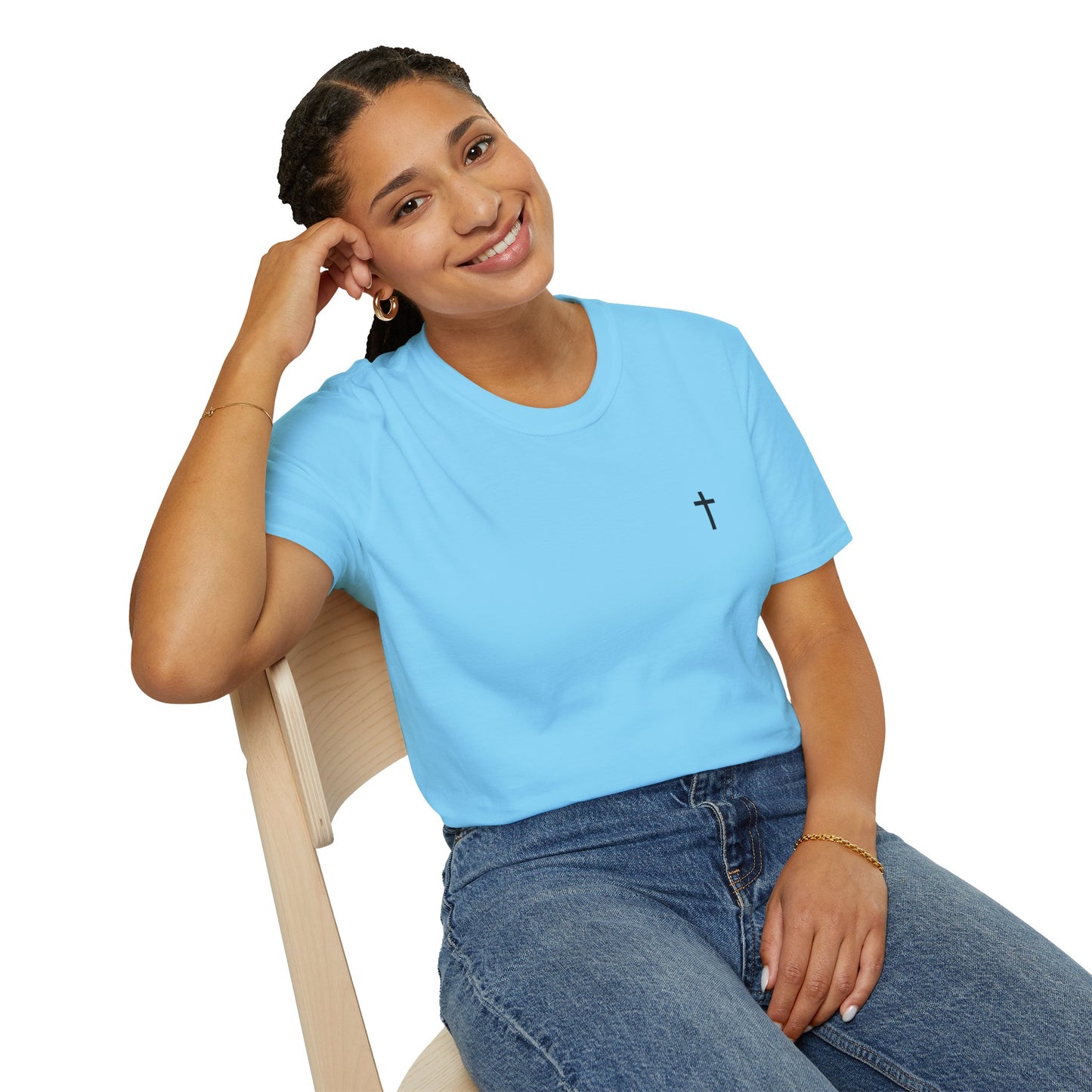 Unisex Christian T-Shirt with Black Cross (Gildan Product)