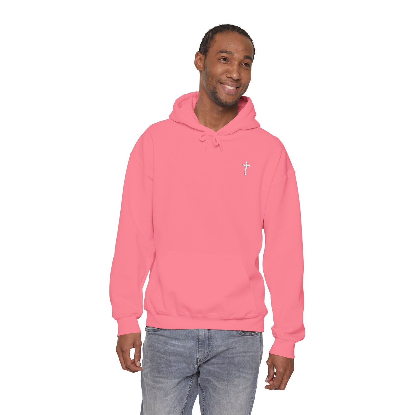 Unisex Embroidered White Cross Hooded Sweatshirt