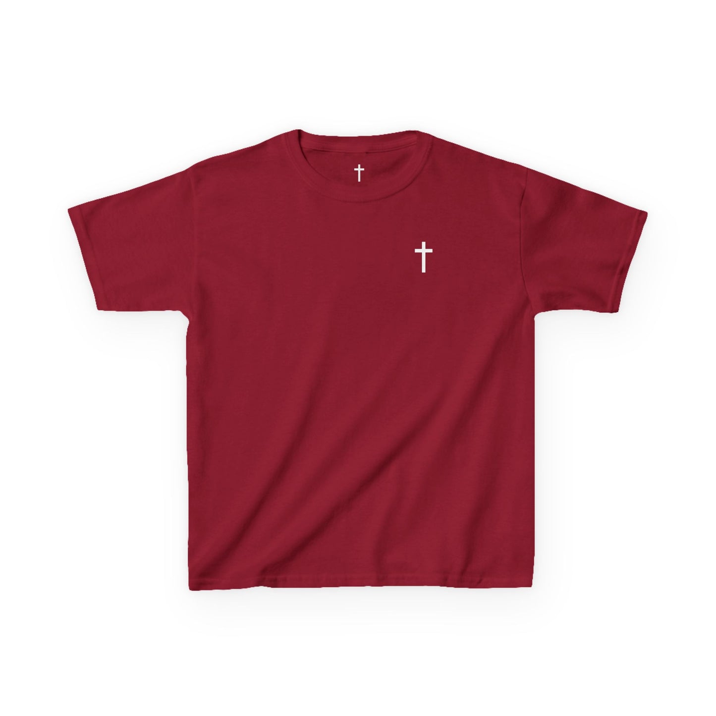 Youth Simple Christian T-Shirt with White Cross (Gildan Product)