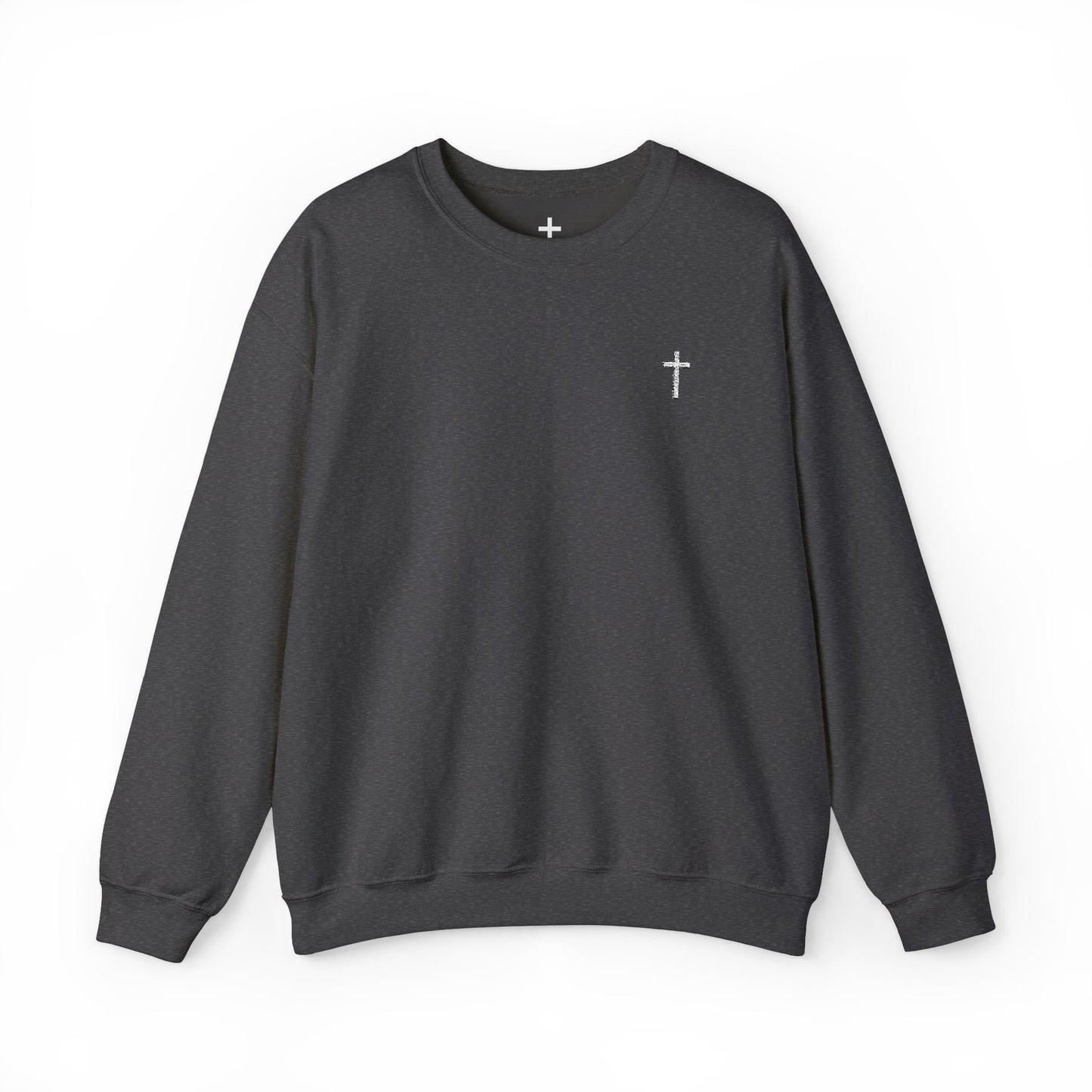 Unisex Heavy Blend™ Crewneck Sweatshirt with Embroidered White Cross