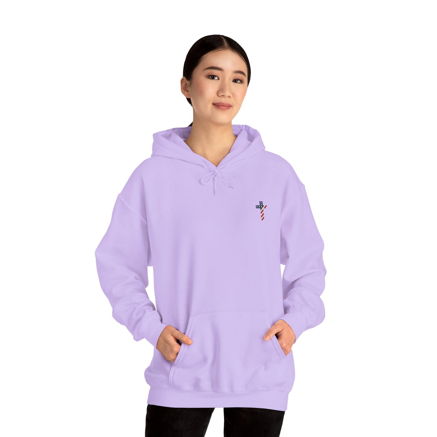 American Flag Cross- Gildan Hooded Sweatshirt