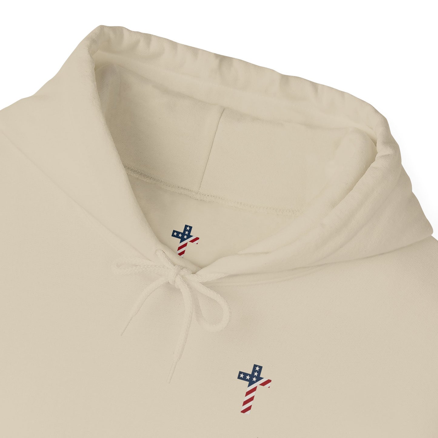 American Flag Cross- Gildan Hooded Sweatshirt